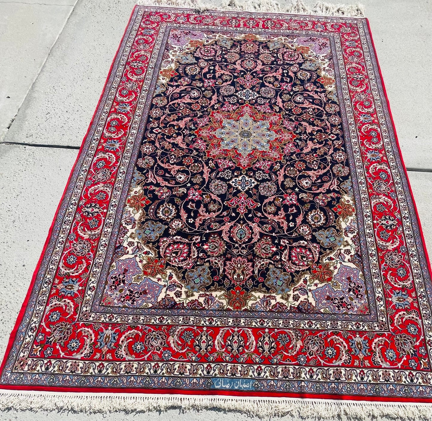 Isfahan Vintage Silk Foundation Rug