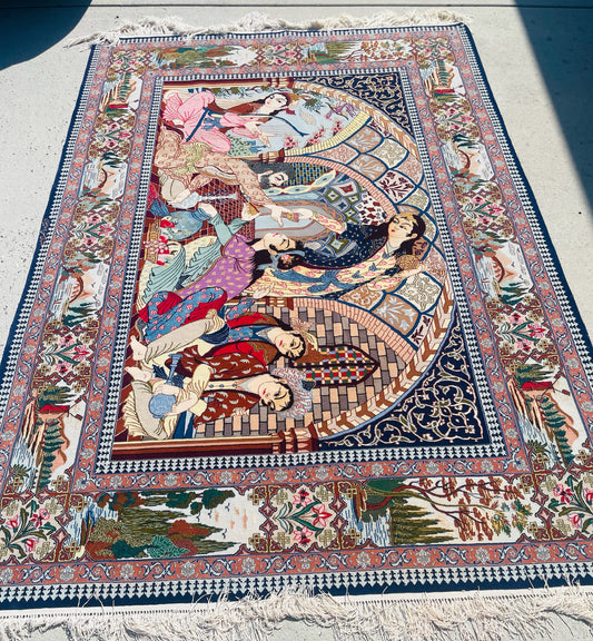 Isfahan Pictorial Silk Foundation Rug